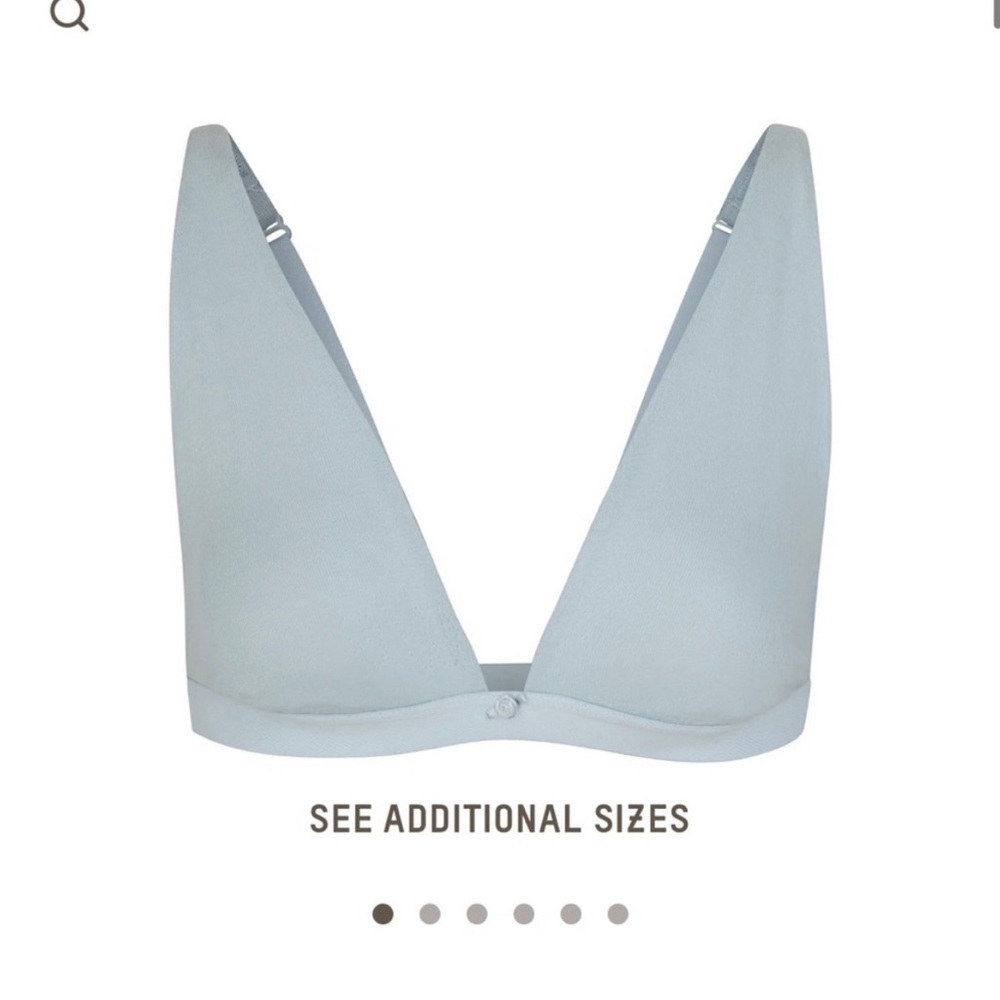 Skims Lace Pointelle Plunge Bralette Sky Blue NWT 2X